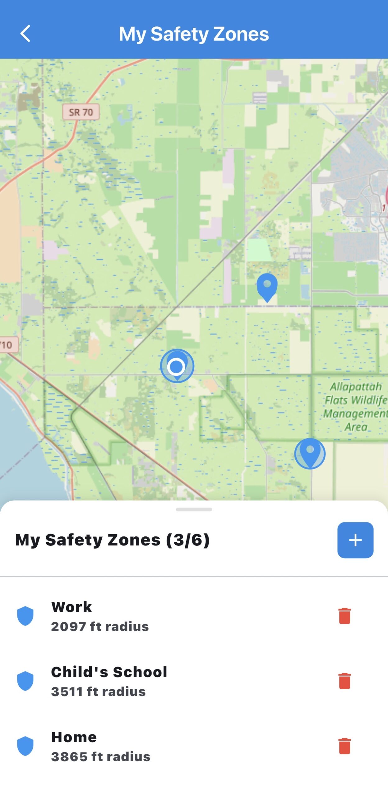 Safe Zones screen