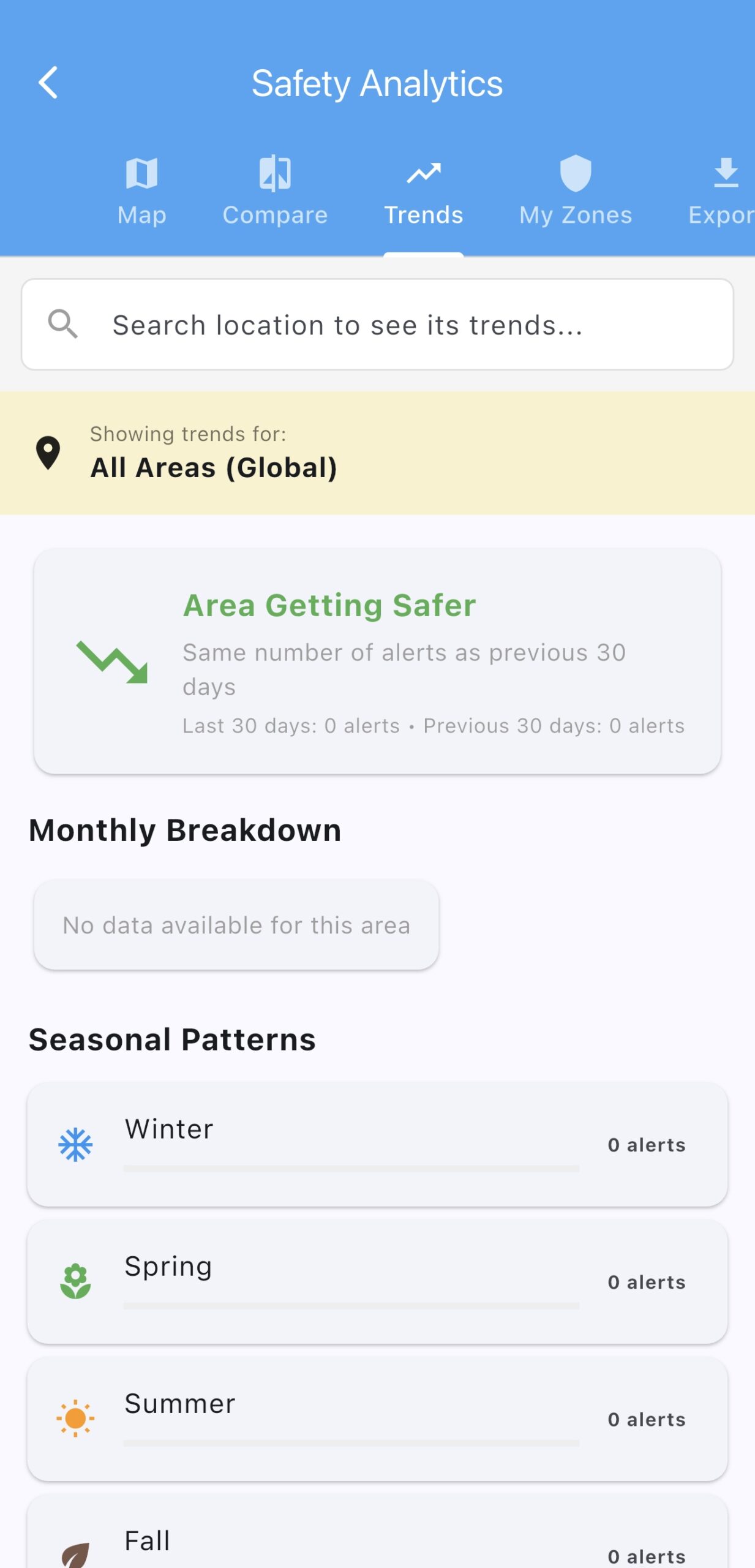 Safety Analytics screen 3