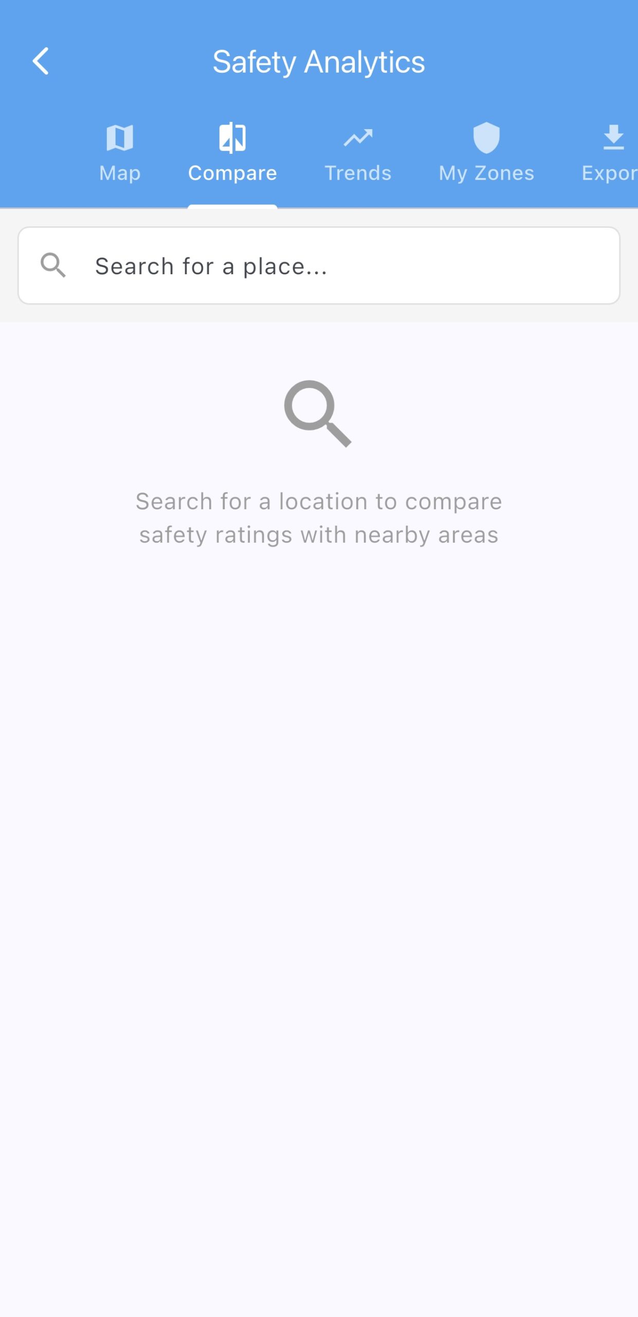 Safety Analytics screen 2